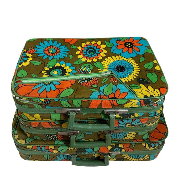 Vintage Floral Suitcase 3 Piece set - Picture 1 of 6